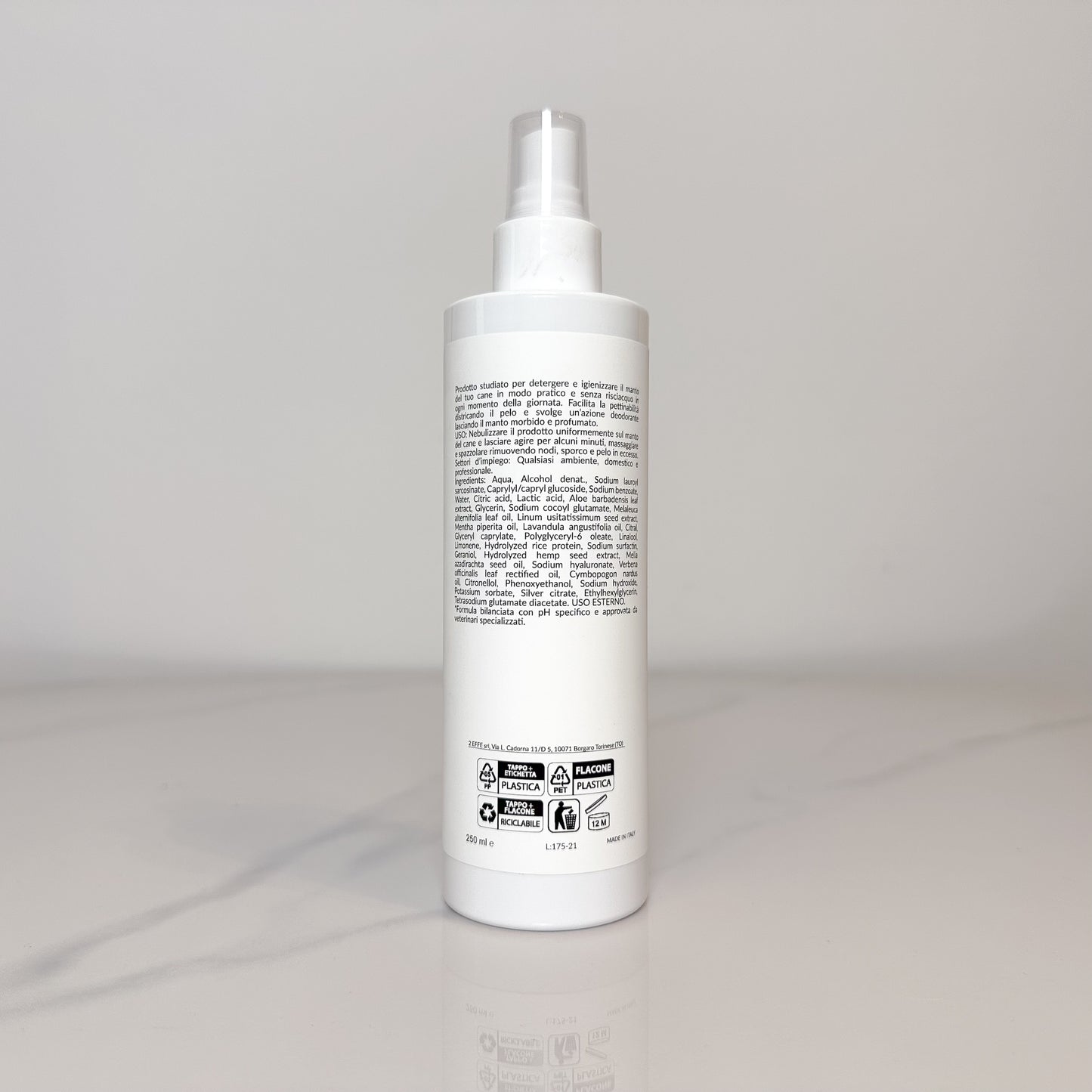 Shampoo lavaggio a secco naturale per cani, formula igienizzante e profumata