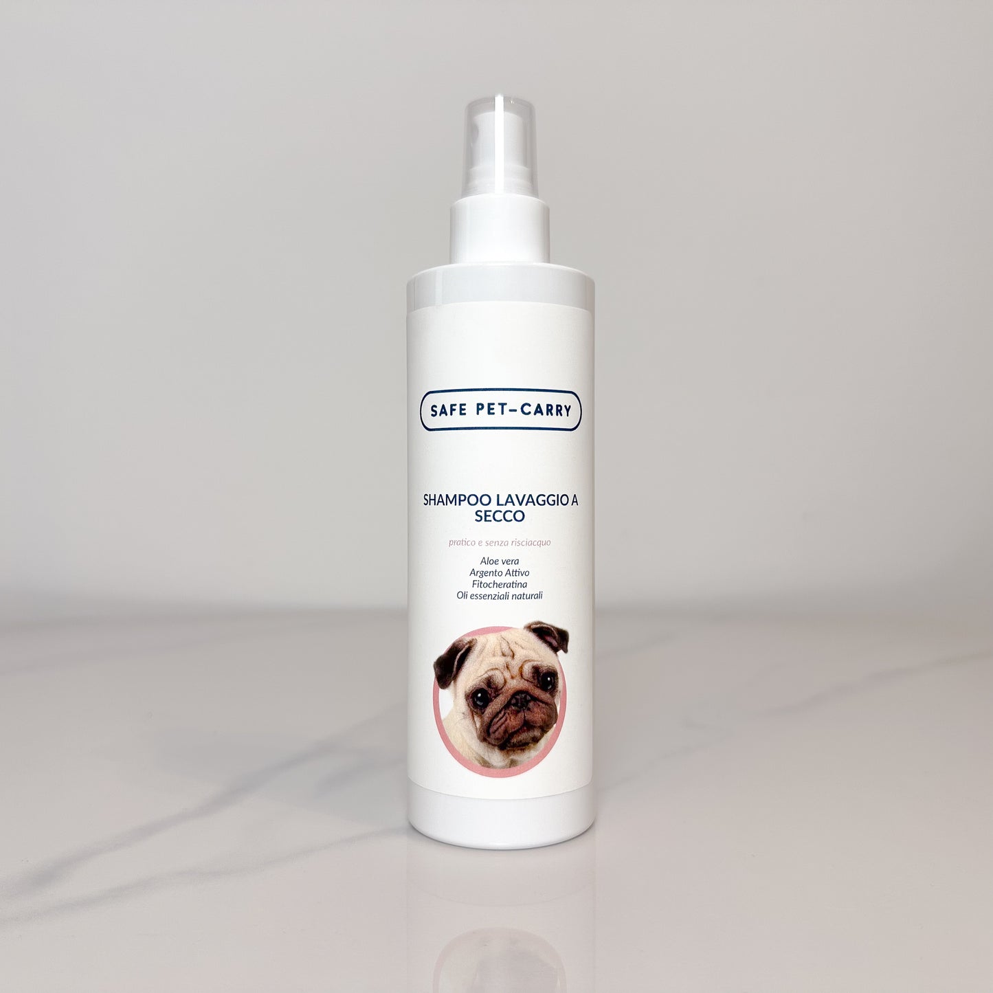 Shampoo secco per cani Tartufo Rosa, ideale per una pulizia senz’acqua
