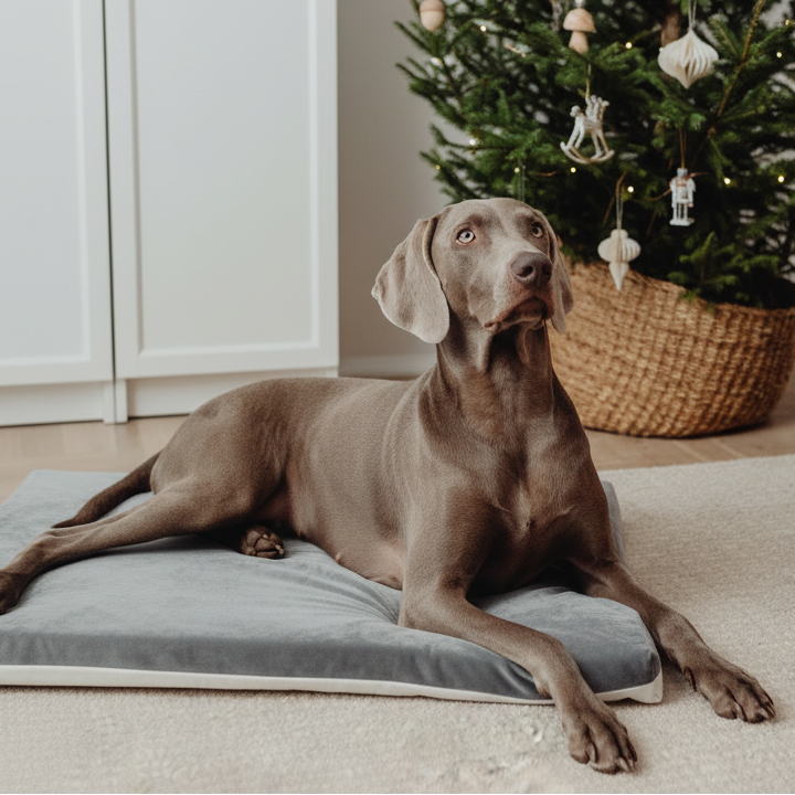 cane rilassato sulla calda e morbida cuccia Letty Velvet in memory foam