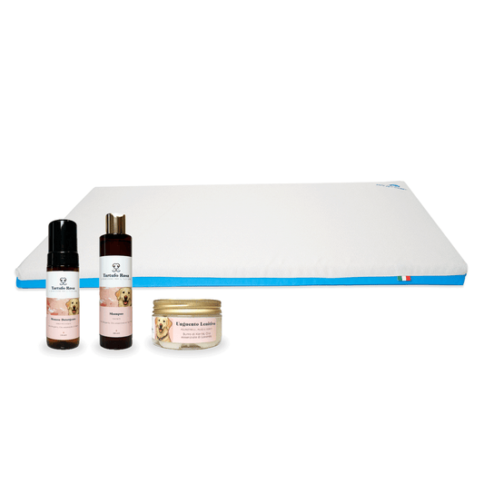 cuscino per cani grandi con kit benessere e pulizia del cane