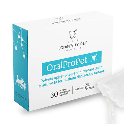 OralProPet Longevity Pet - 30 bustine per igiene orale di cani e gatti