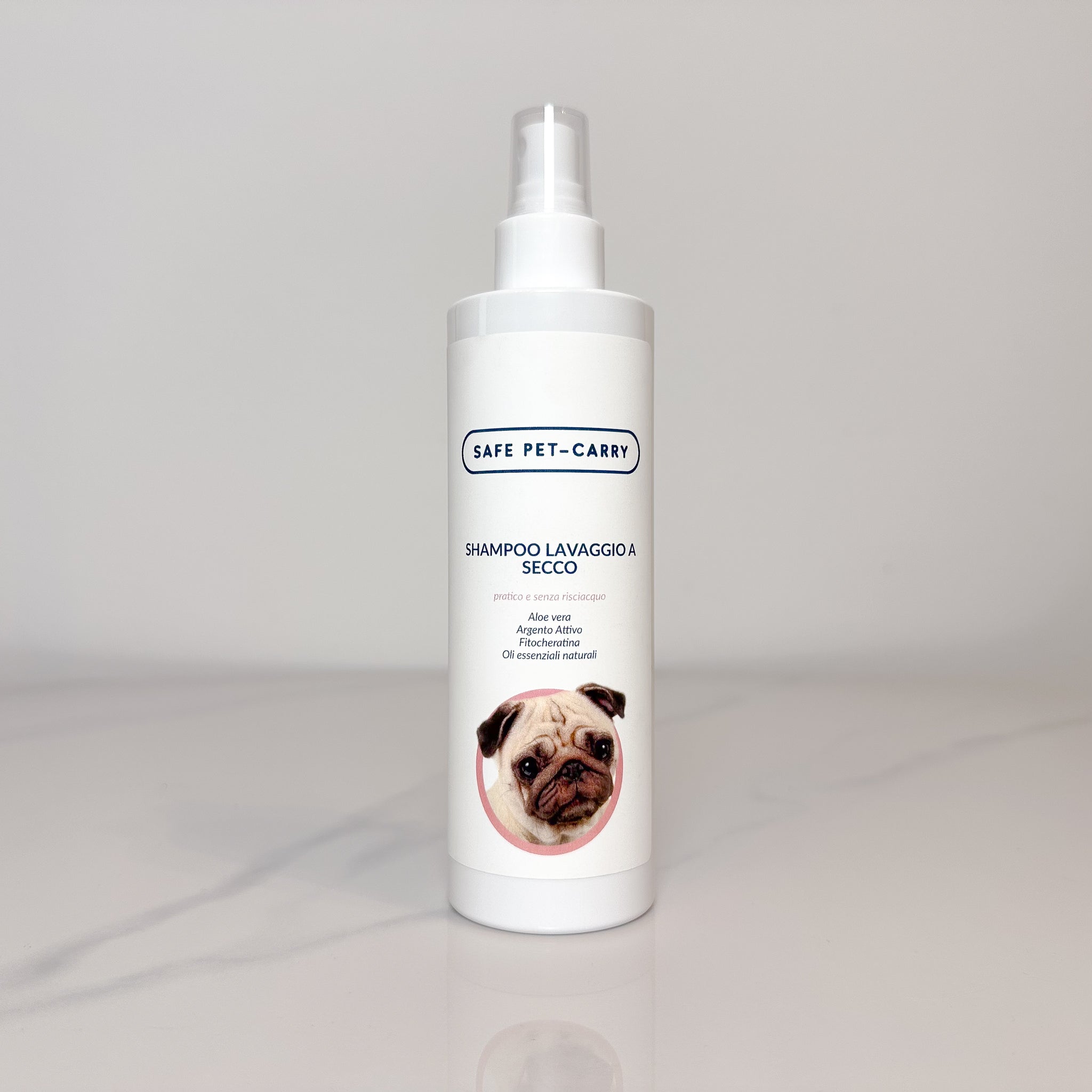 Shampoo secco per cani Tartufo Rosa, ideale per una pulizia senz’acqua
