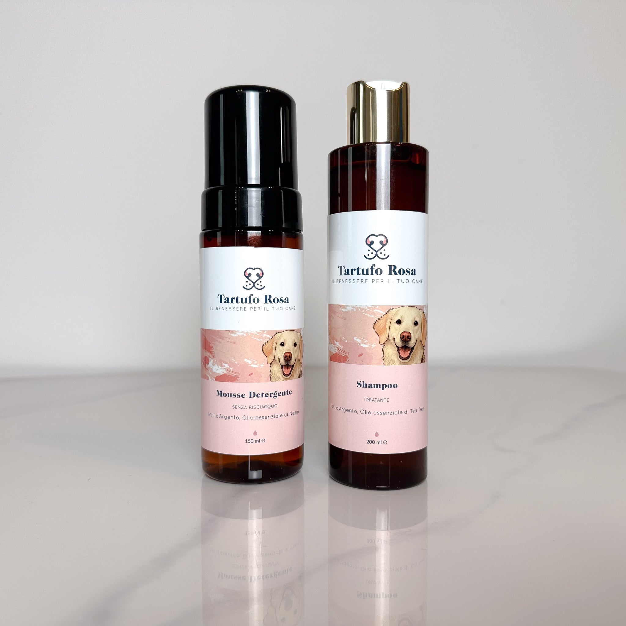 Kit Rituale di Pulizia per Cani – Shampoo idratante + Mousse senza risciacquo